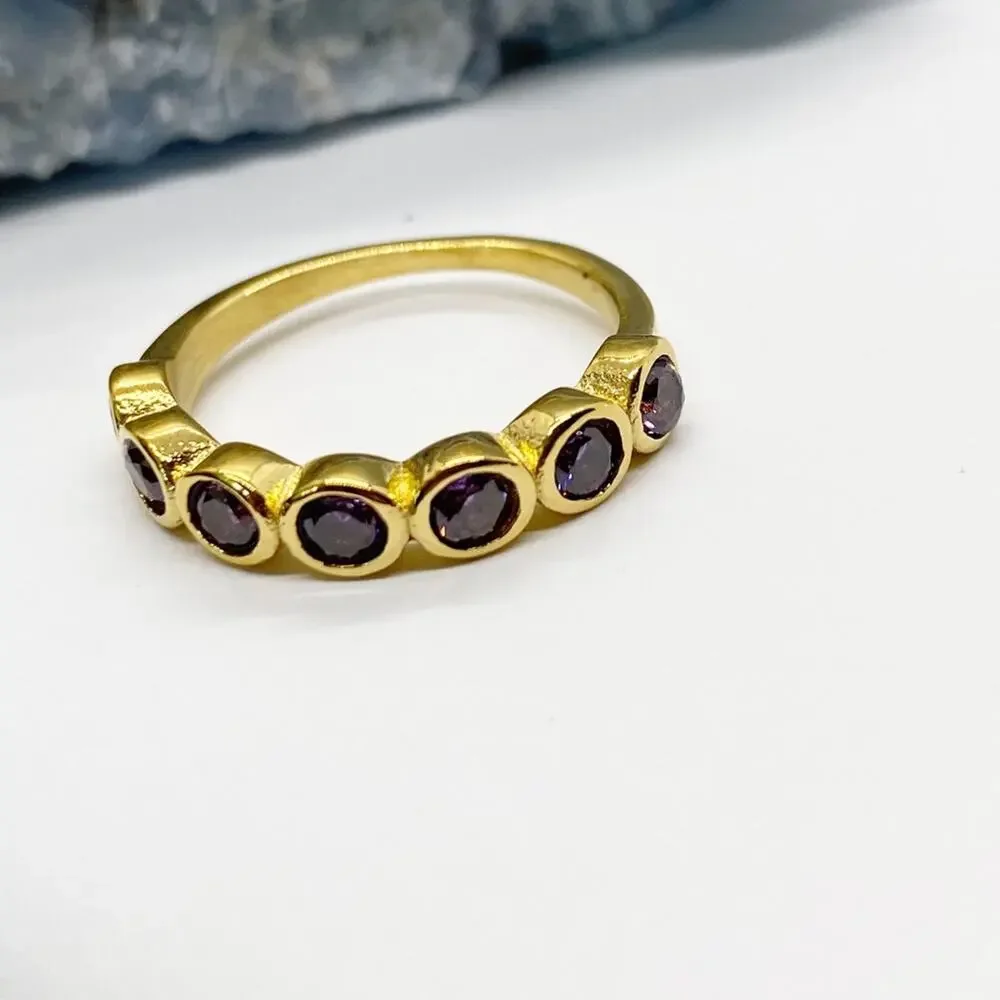 NEW Gold & Purple Zirconium Gemstone Statement Ring